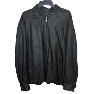 Bernini Beverly Hills Black Brushed Leather Jacket Men's Size 2XL